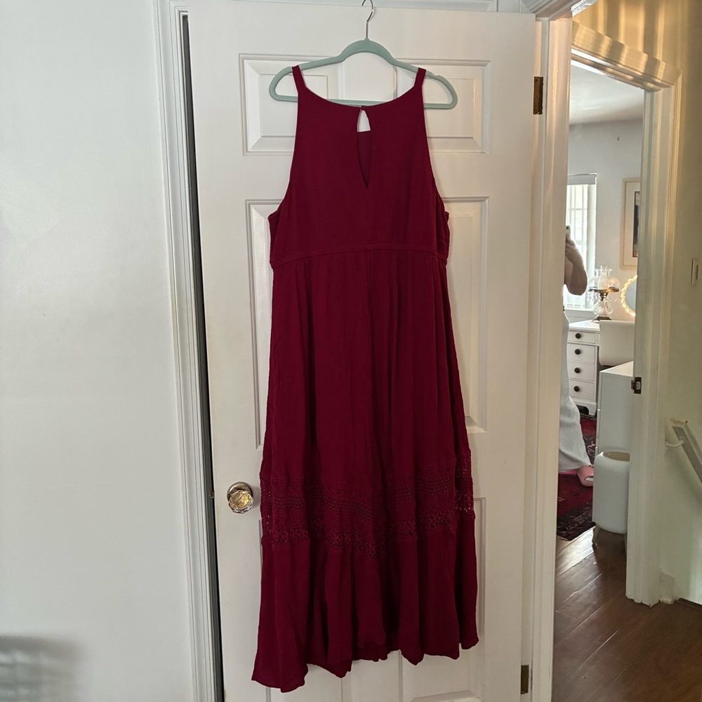 Torrid Burgundy Lace Maxi Dress Size 3 (3X) Wine Red Formal Evening Boho - Picture 9 of 15
